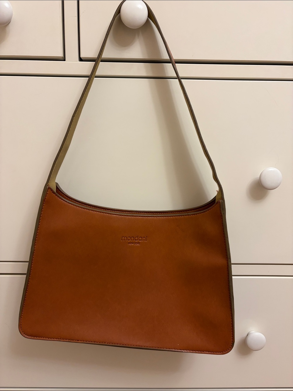 Mondani Cognac Brown Leather Shoulder Messenger Bag